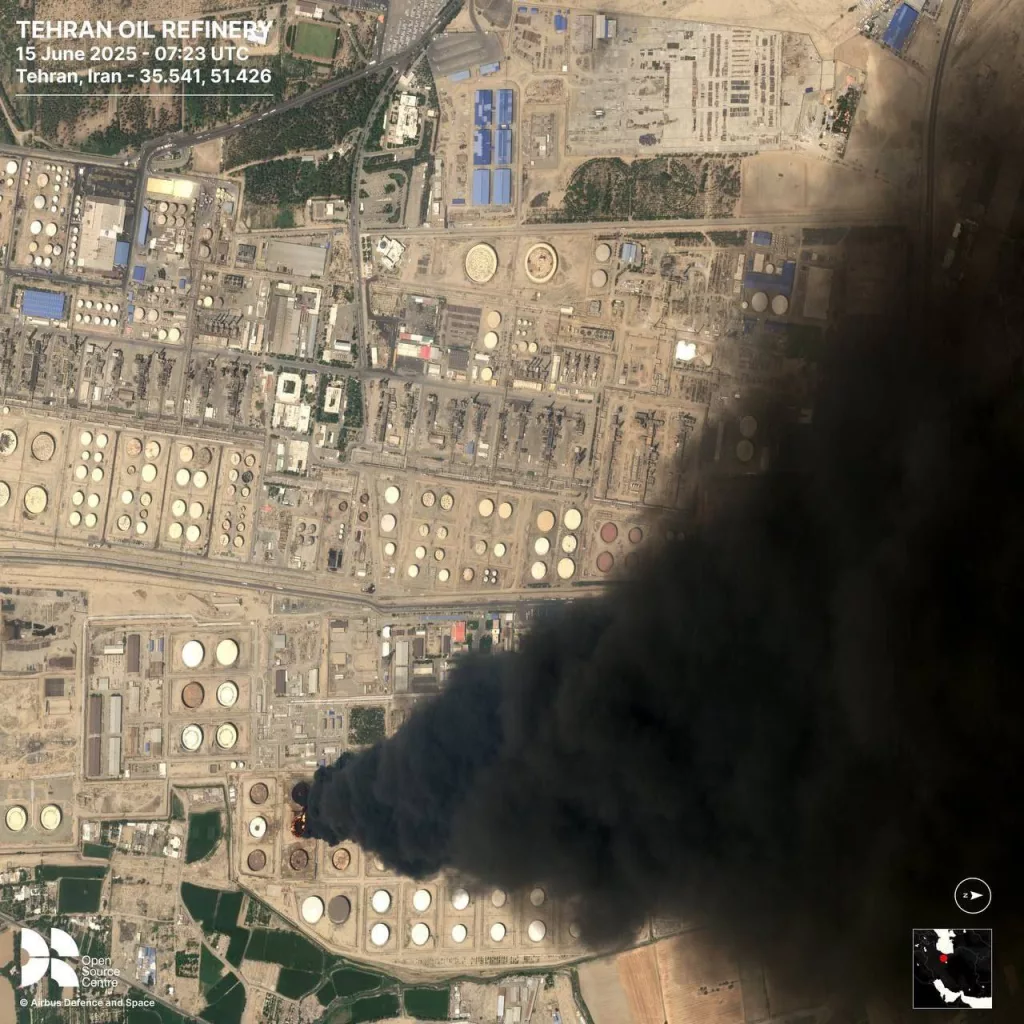 Спутниковые снимки последствий вчерашнего удара по НПЗ в Тегеране