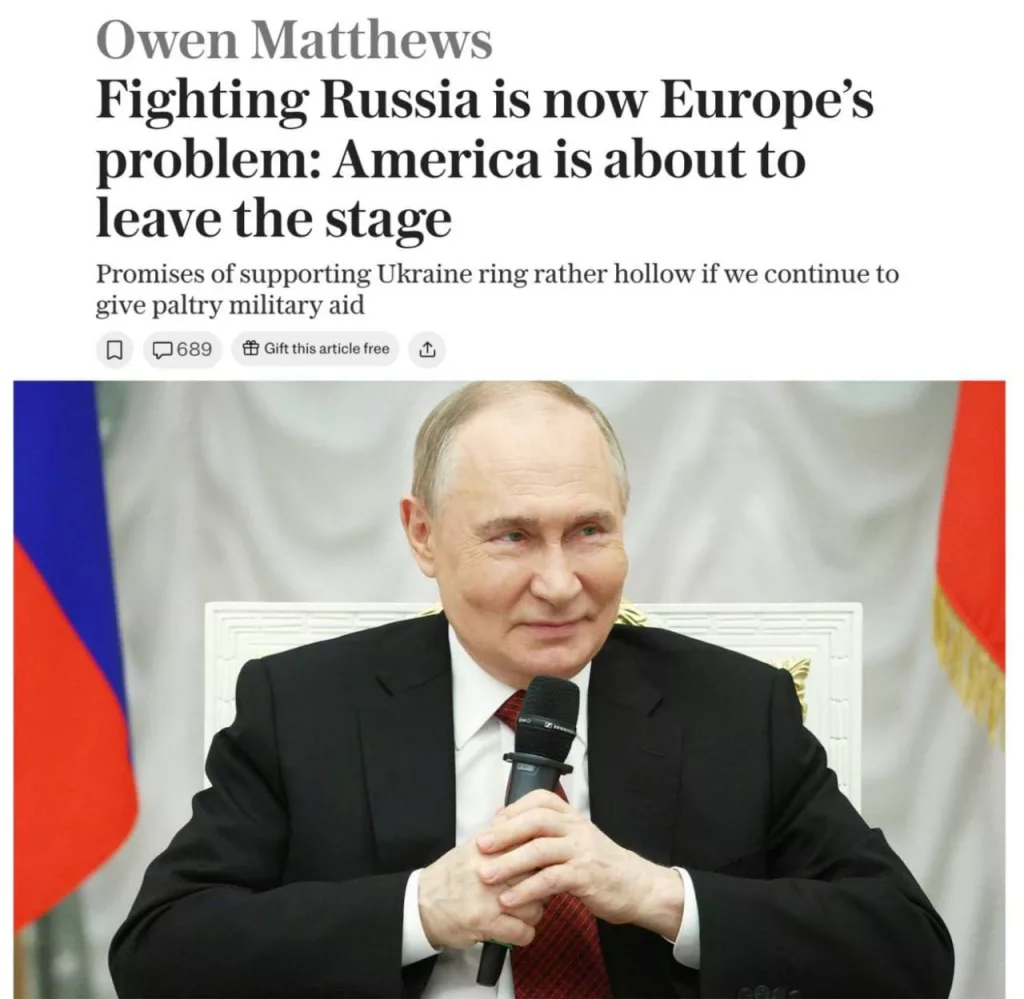 США прекращают военную помощь Украине. Борьба с Россией теперь является проблемой Европы - The Telegraph