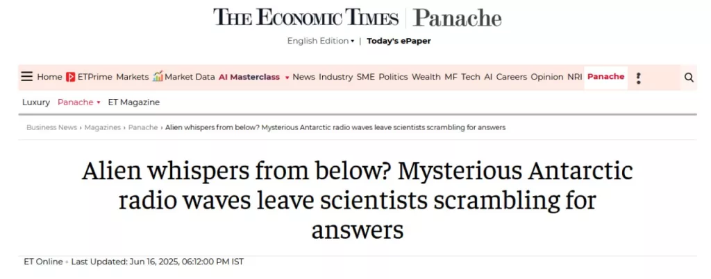 Таинственные радиосигналы из-под льда Антарктики поставили учёных в тупик