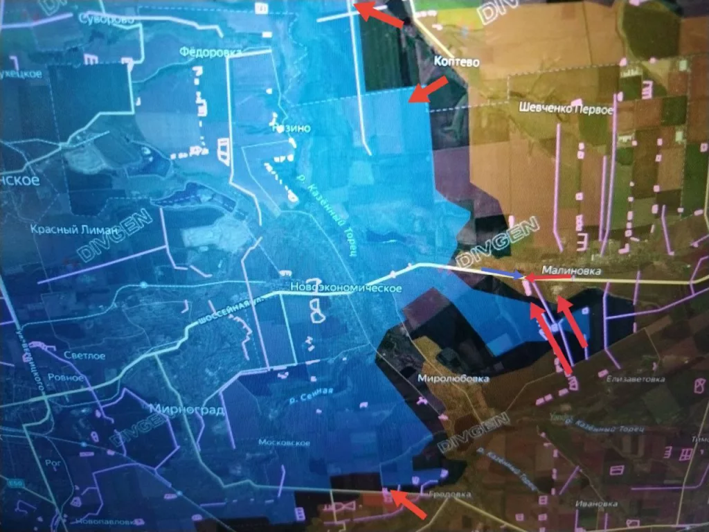 Покровское (Красноармейское) направление. Левый фланг. Подразделения ГрВ "Центр" продолжают наступление в районе Новоэкономического