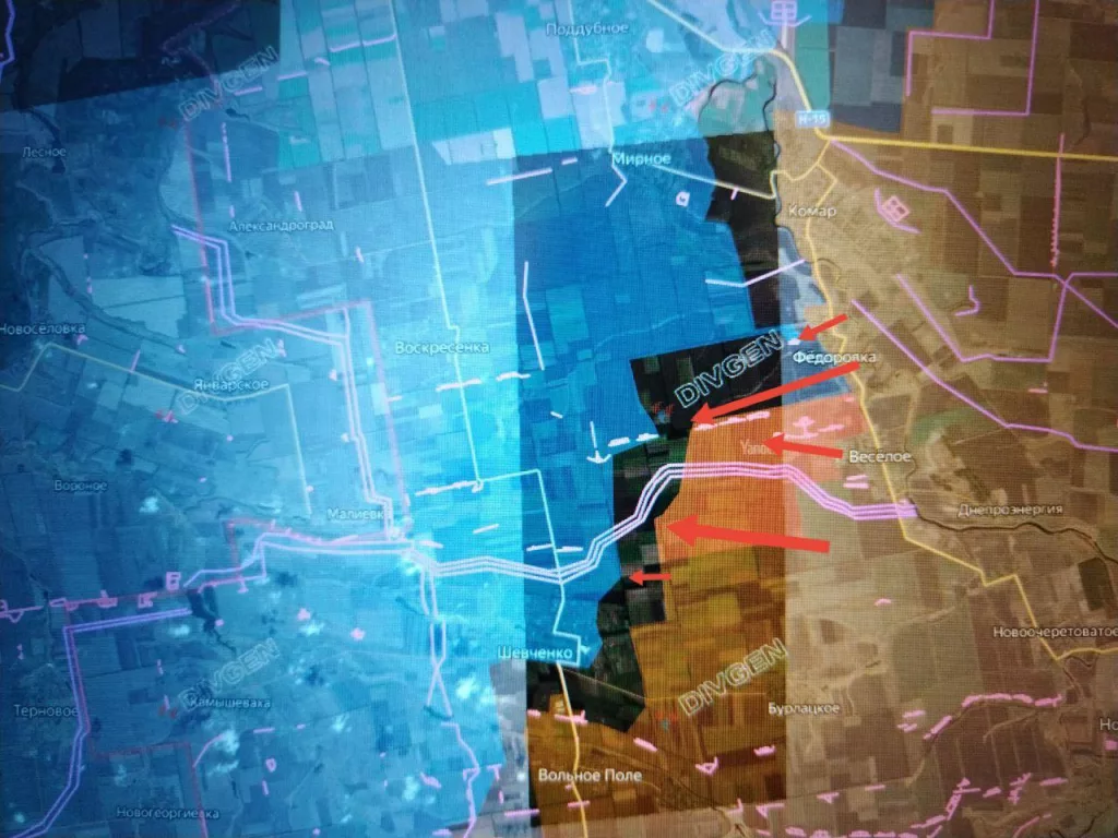 Новопавловское/Днепровское направление. Подразделения ГрВ "Восток" продолжают взламывать оборону противника в 4,5-6 км от Днепропетровской обл. в районе с. Шевченко