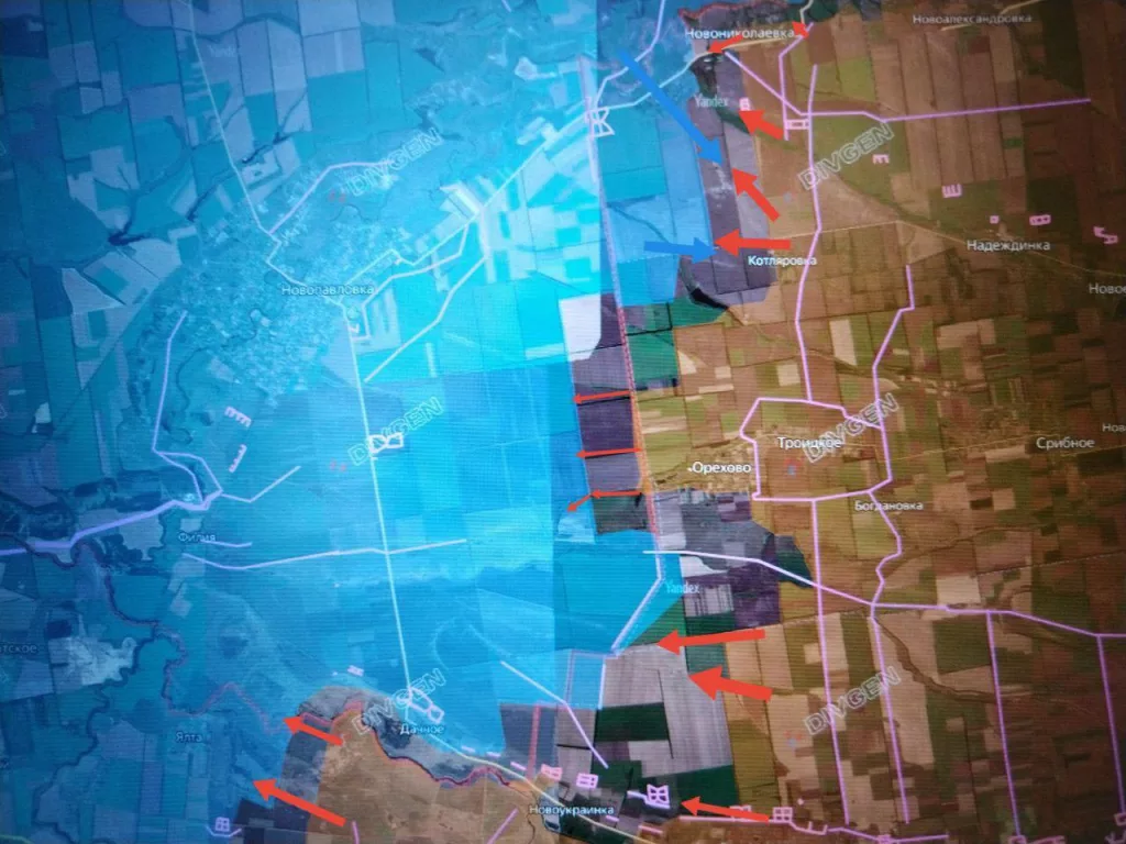 Новопавловское/Днепровское направление. Подразделения ГрВ "Восток" продолжают взламывать оборону противника в 4,5-6 км от Днепропетровской обл. в районе с. Шевченко