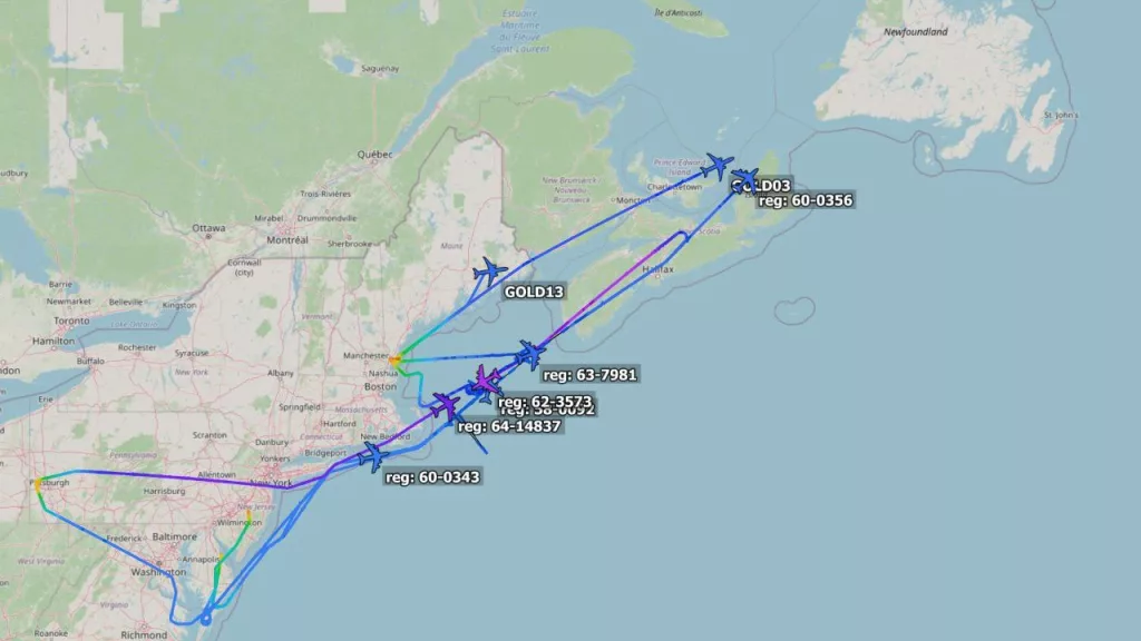 Сообщается о перелете 12 истребителей F-22 Raptor в сопровождении заправщиков KC-46 из США на базу ВВС Великобритании Лейкенхит для последующего развертывания на авиабазе Муваффак-Салти в Иордании