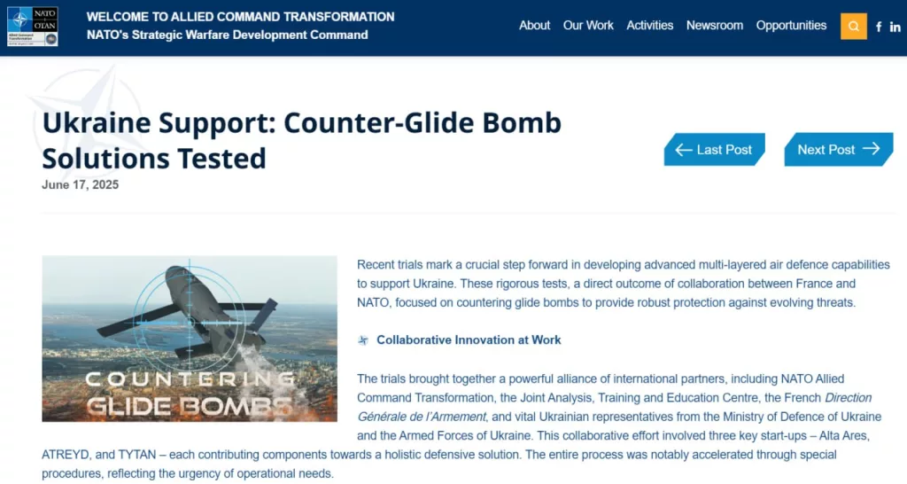 Франция и Украина завершили испытание средств по противодействию российским авиабомбам