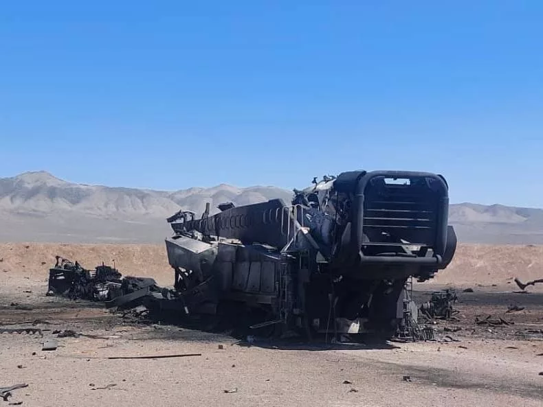 Уничтоженная пусковая установка баллистической ракет Shahab-3 где-то в окрестностях Тегерана