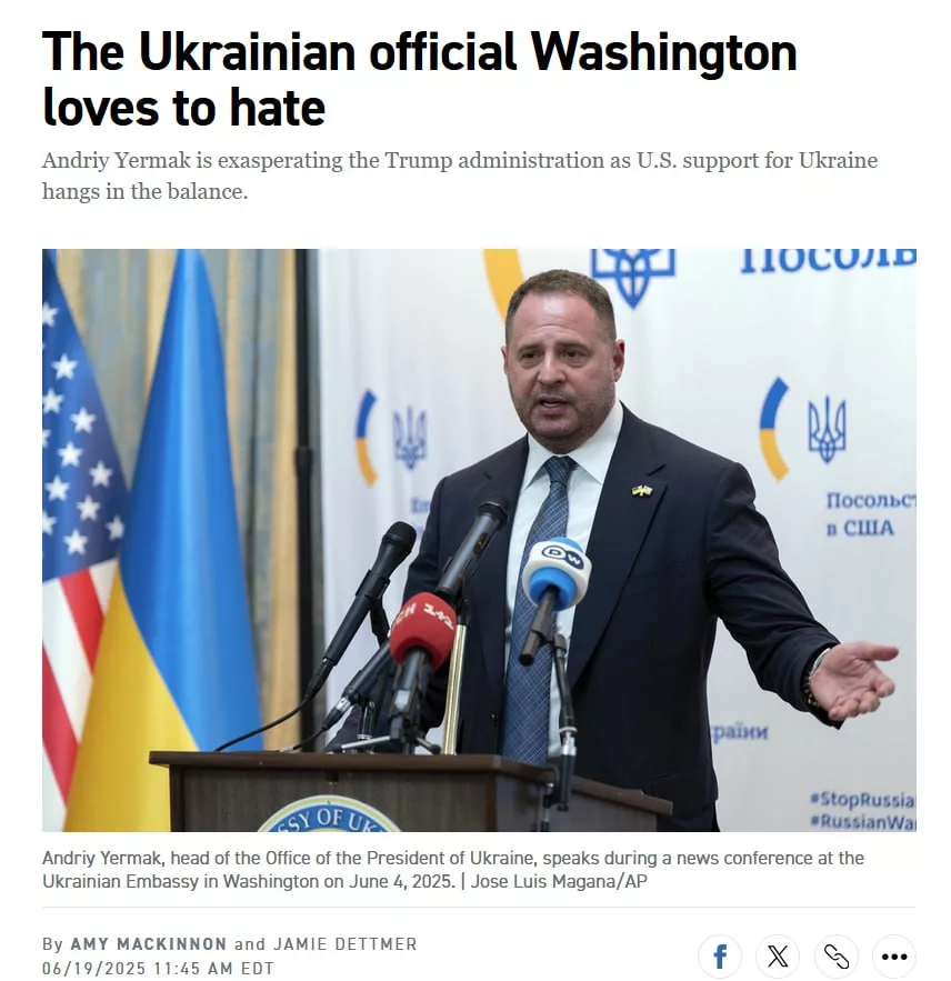 Зеленский взбешён, Ермака ненавидят по обе стороны океана