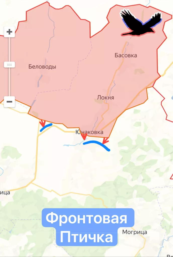 Сумская область. Район Юнаковки. Продвижение ВС РФ. На Сумском направлении планомерно идет продвижение наших войск