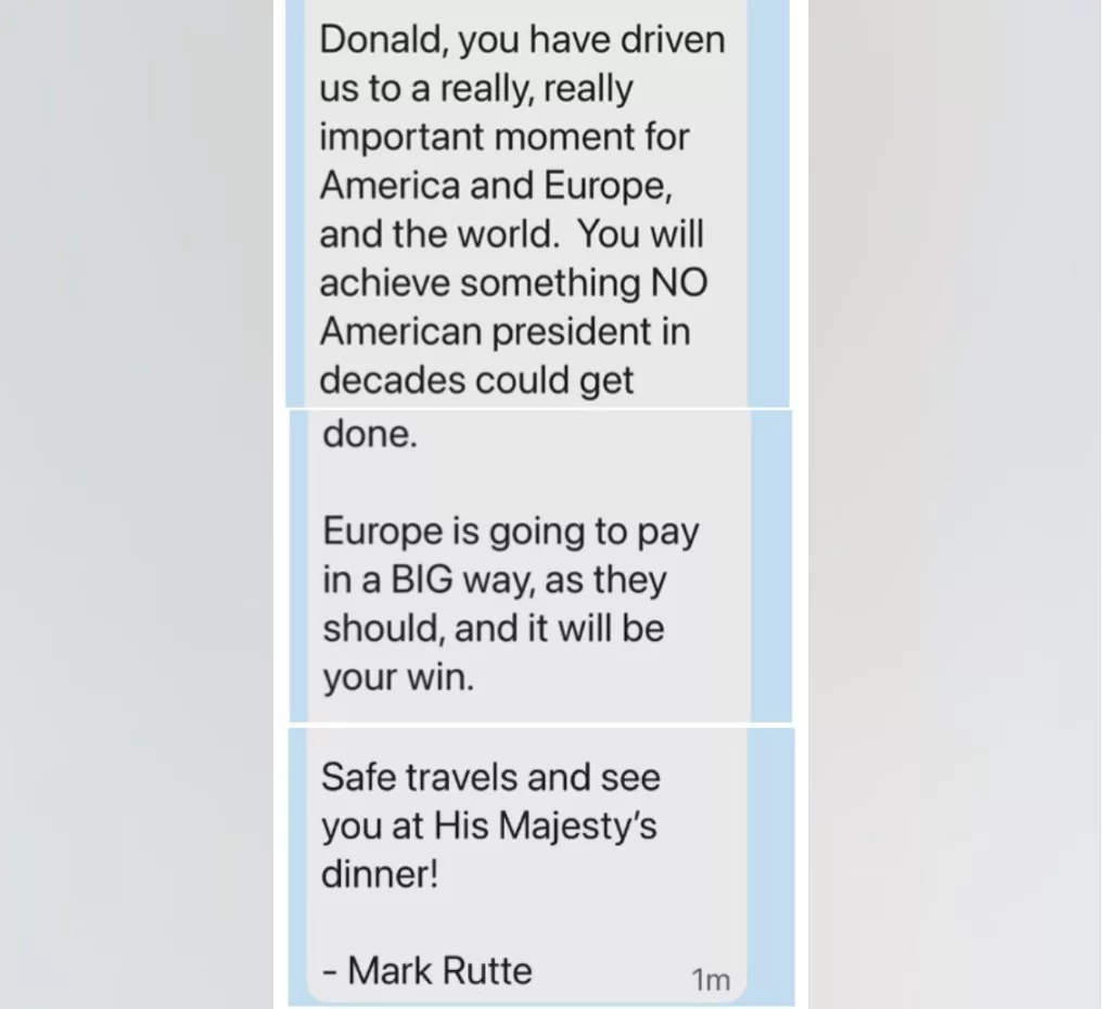 Трамп опубликовал личное сообщение, которое в преддверии саммита НАТО в Гааге ему направил генсек НАТО Рютте