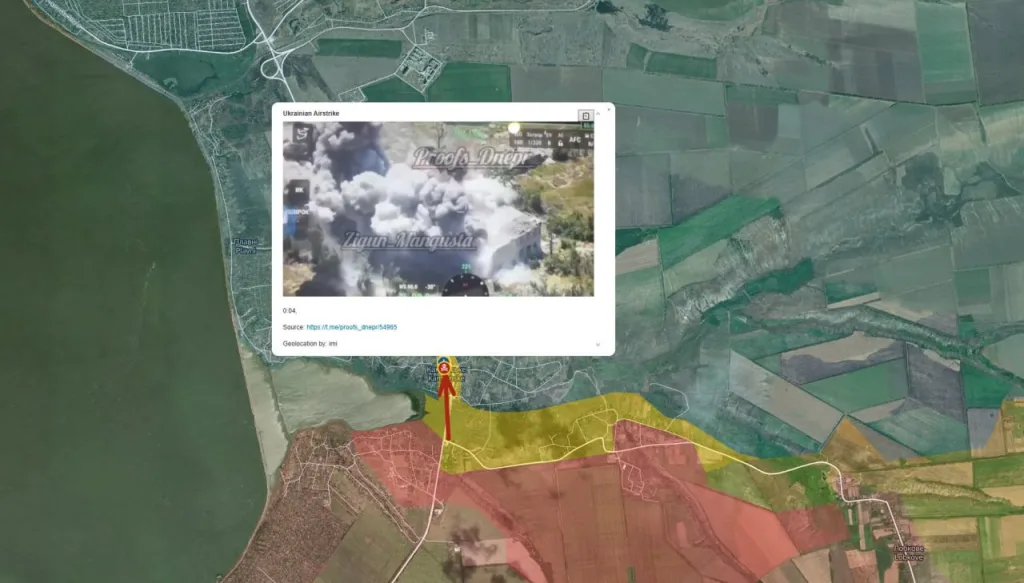 Противник фиксирует продвижение ВС РФ в центре села Каменское на берегу Каховского водохранилища в Запорожской области