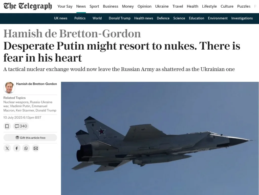 Владимир Путин готов нанести ядерный удар по Украине — The Telegraph