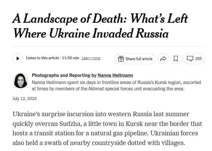 «Не та правда»: МИД Украины взбесил репортаж NYT из Курской области