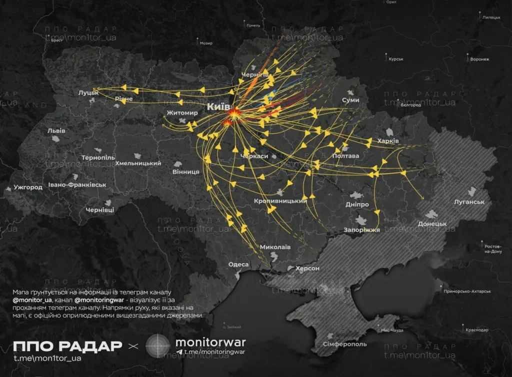 Итоги налёта по Киеву и области. Для поражения целей было применено: более 100 БпЛА, до 7 баллистических ракет Искандер-М, 4 крылатые ракеты Искандер-К, 2 Кинжала
