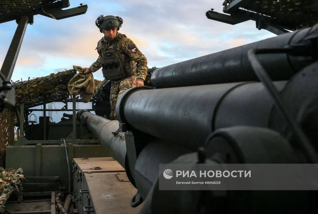 Работа 152-мм колёсной САУ 2С44 «Гиацинт-К» на Покровском направлении