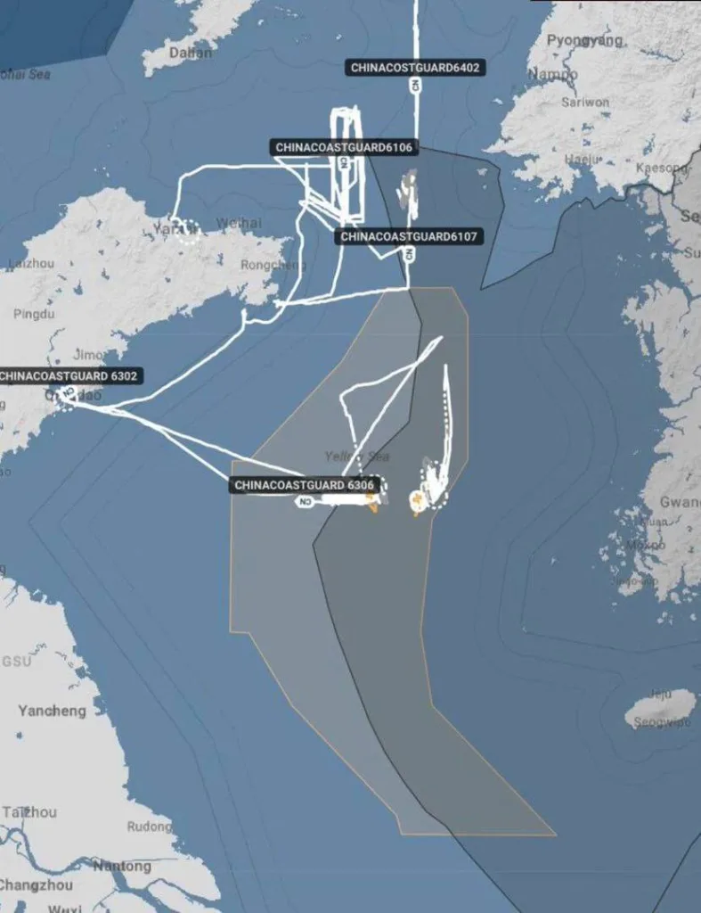 Китайская Береговая охрана усилила своё присутствие в Жёлтом море, направив семь судов для патрулирования спорных вод