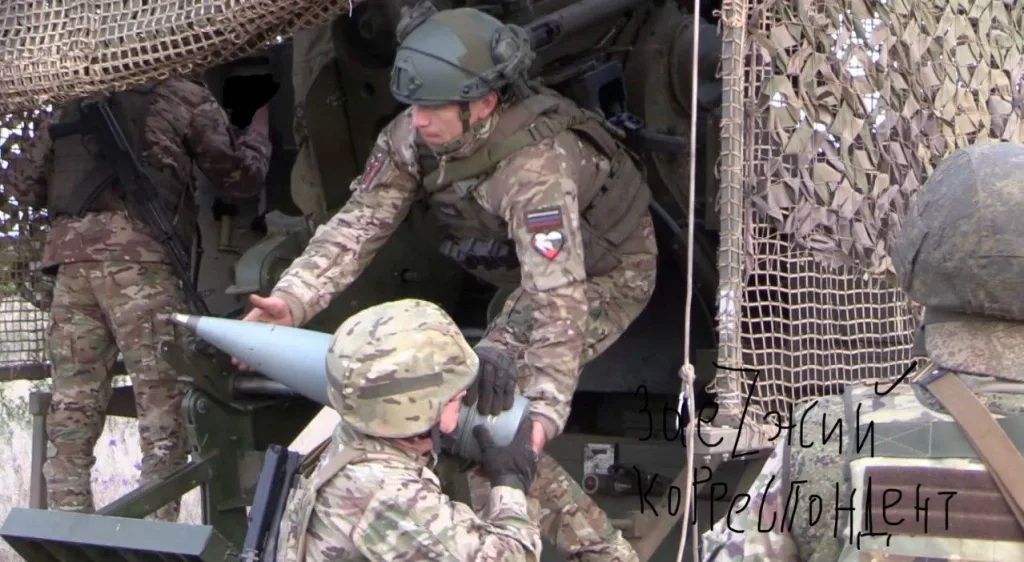 Кадры боевой работы новой 152-мм колесной САУ 2С44 «Гиацинт-К» из состава 238-й артиллерийской бригады