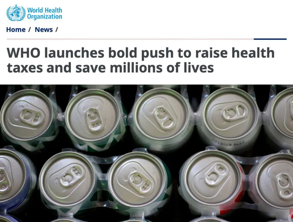 ВОЗ призывает страны повысить цены на 50% на сладкое, алкоголь и сигареты к 2035 году
