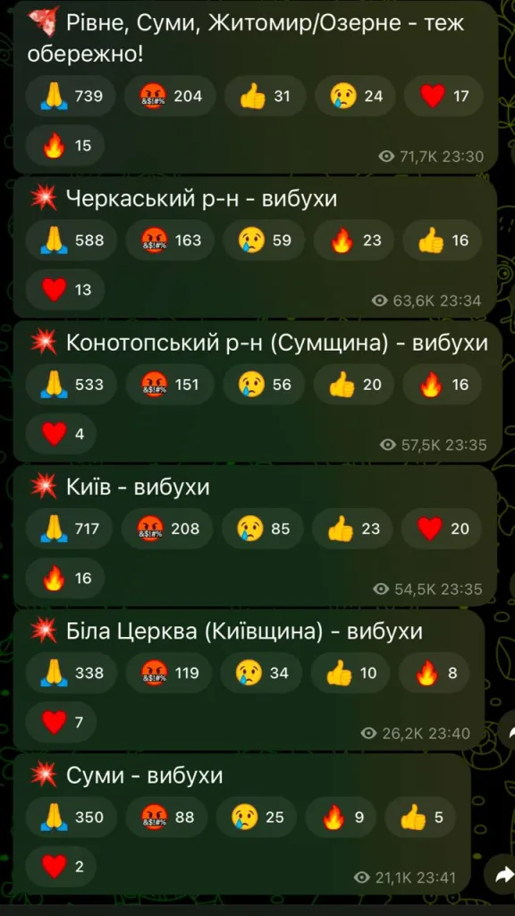 Начало прилетать, в небе почти под 150 ударных российских дронов