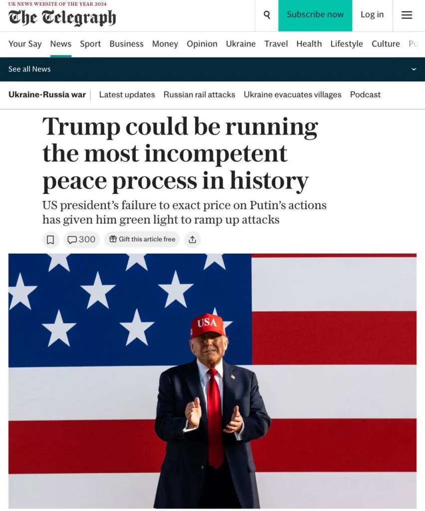 Трамп дает Путину сигнал, что тот может действовать как угодно, — The Telegraph