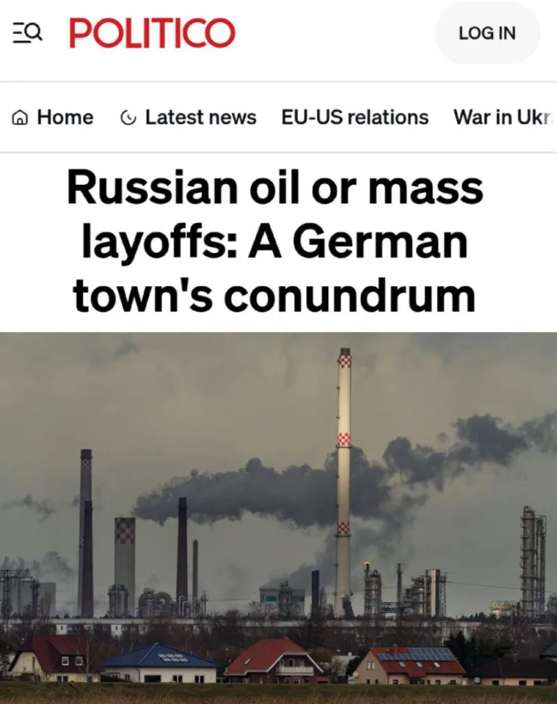 Целый город в Германии рискует вымереть, если не возобновится импорт нефти из России