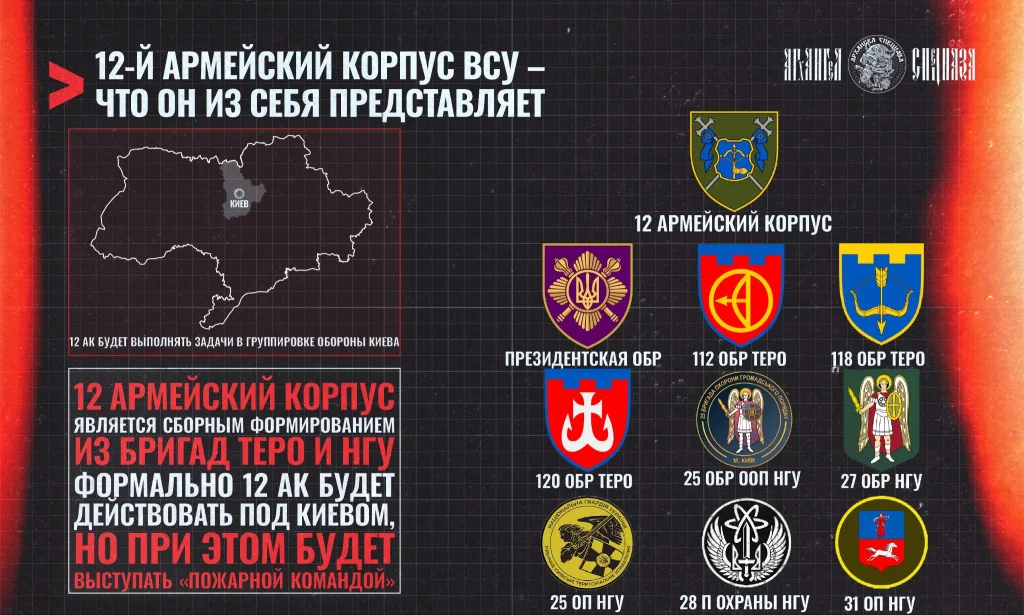 Солянка под Киевом – новый 12 АК ВСУ. Некоторое время назад мы рассказывали о 16 армейском корпусе. Это не единственный новый корпус, сформированный в последние месяцы