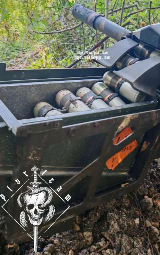 Трофейный 40-мм автоматический гранатомёт RDS-40 AGL производства турецкой компании REPKON Defence, 2023 года выпуска