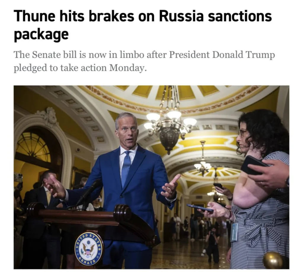 В США приостановили продвижение законопроекта о 500-процентных пошлинах на фоне заявлений Трампа о России – Politico