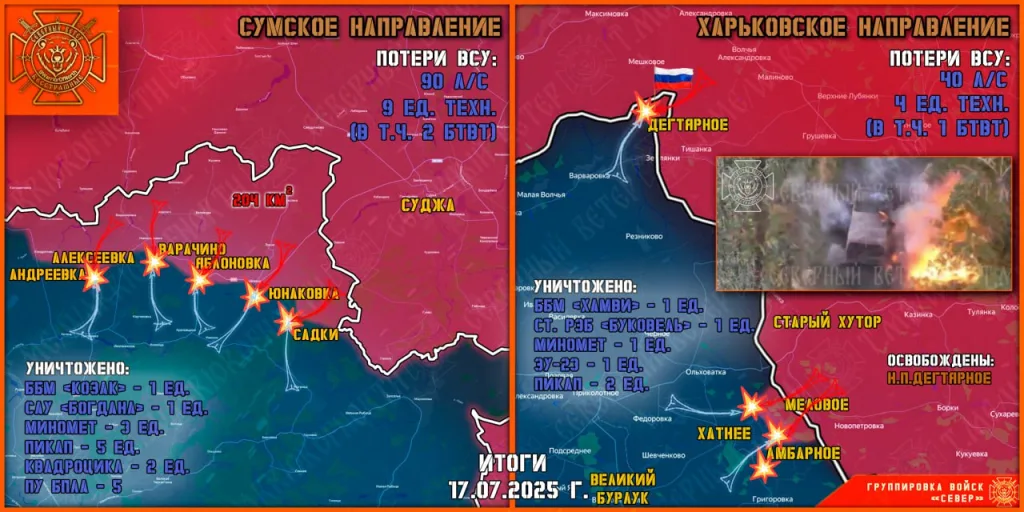 Фронтовая сводка на 18.07.2025 от группировки Север