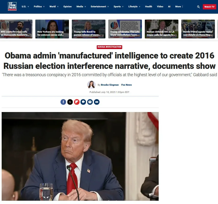 Директор нацразведки США обвинила Обаму в фальсификации «российского вмешательства»