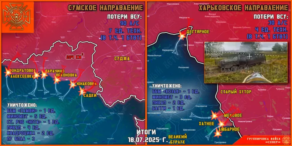Фронтовая сводка на 19.07.2025 от группировки Север