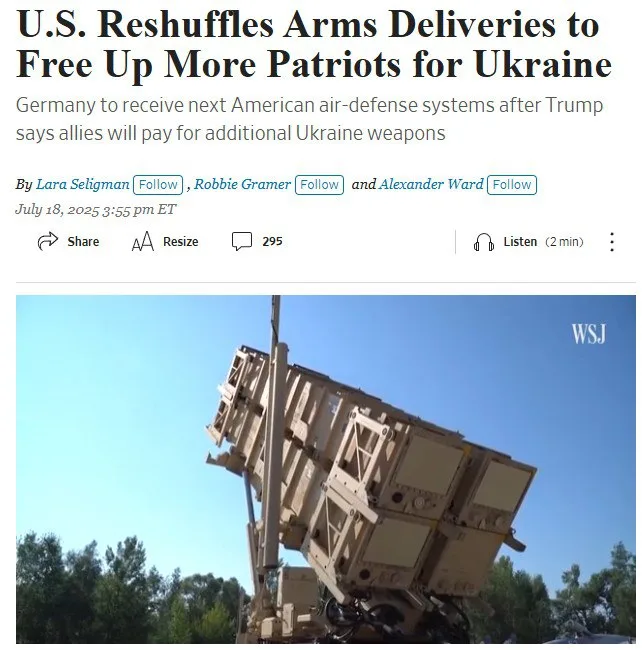 Patriot вне очереди — за лояльность Украине — WSJ