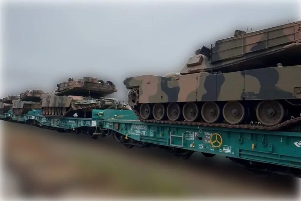 Транспортировка австралийских M1A1SA Abrams по железной дороге из Польши на Украину