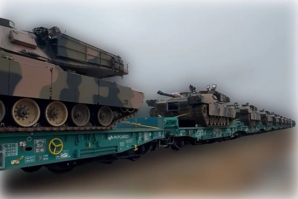 Транспортировка австралийских M1A1SA Abrams по железной дороге из Польши на Украину