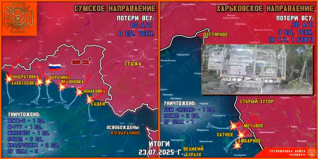 Фронтовая сводка на 24.07.2025 от группировки Север