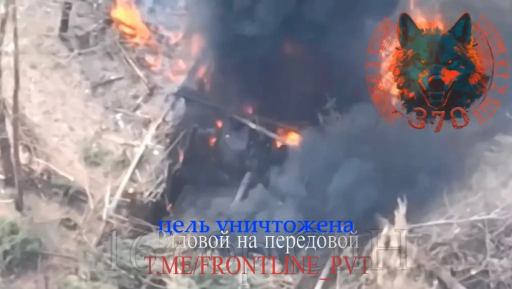 Уничтожение FPV-дронами 122-мм САУ 2С1 «Гвоздика» ВСУ на Купянском направлении