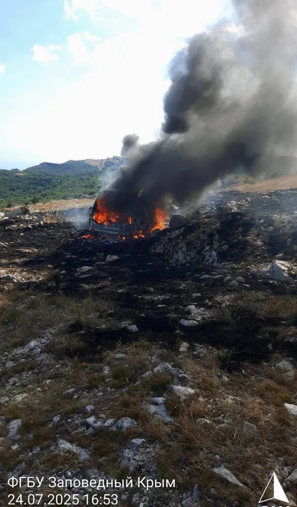 Водитель на Porsche устроил пожар в крымском заповеднике