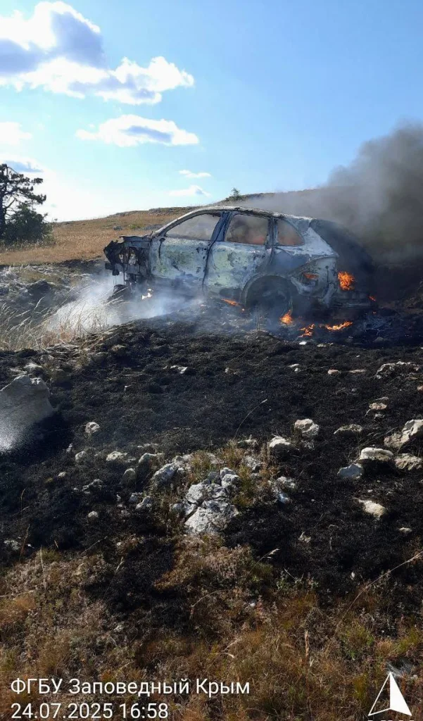 Водитель на Porsche устроил пожар в крымском заповеднике