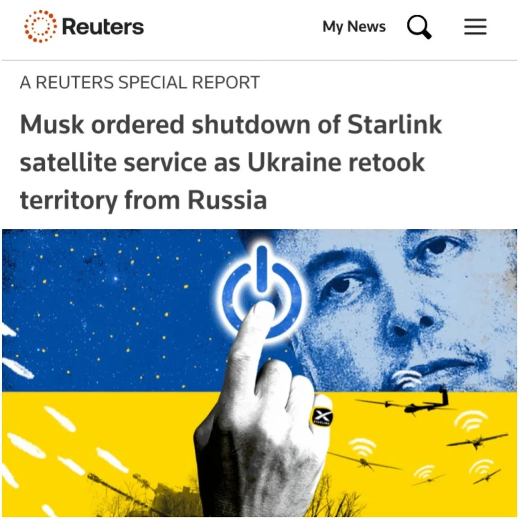 Илон Маск сорвал контрнаступление ВСУ, отключив Starlink — Reuters