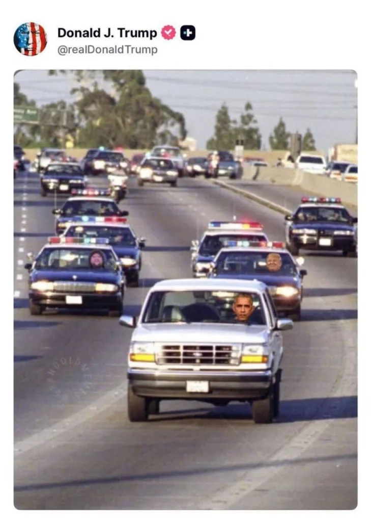 Трамп опубликовал мем с полицейской погоней за Обамой
