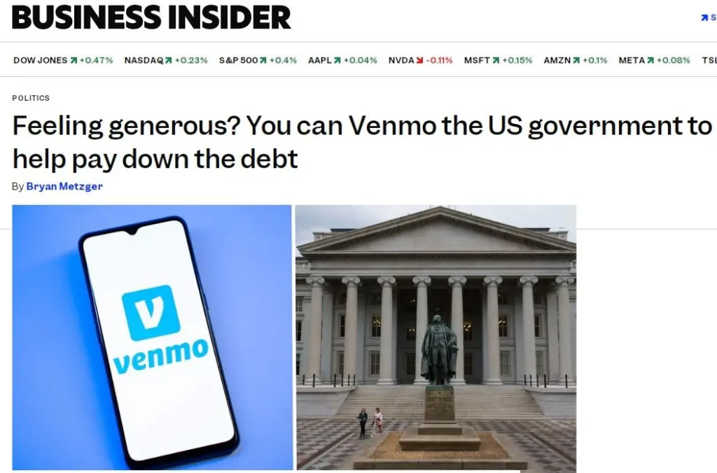 В США принимают пожертвования от американцев на погашение триллионного госдолга через платежный сервис