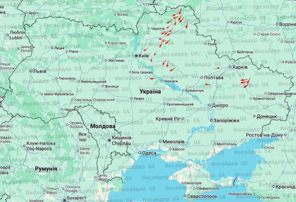 «Герани» в небе над Украиной: курс — Киевская область