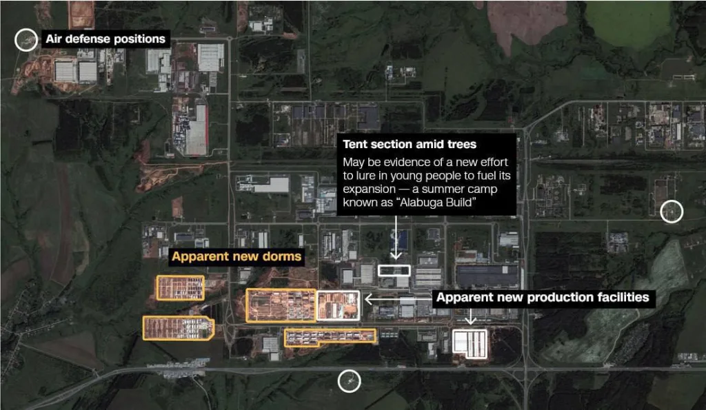 CNN публикует спутниковые снимки завода по производству беспилотников в Алабуге