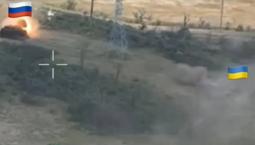 Достаточно редкие в настоящее время кадры танковой дуэли рядом с Северском