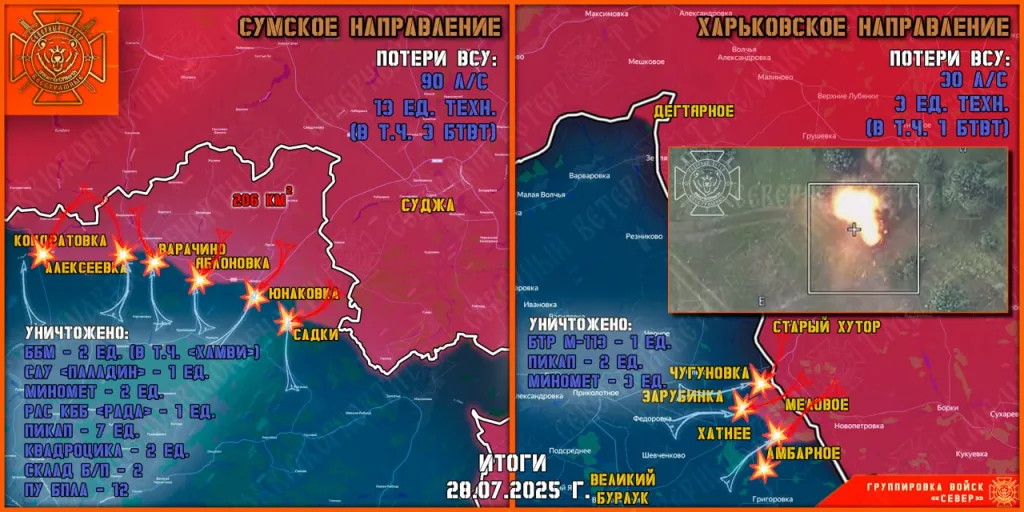 Фронтовая сводка на 29.07.2025 от группировки Север