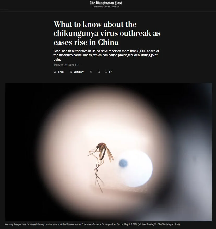 Чикунгунья в Китае: тысячи больных и возвращение карантина