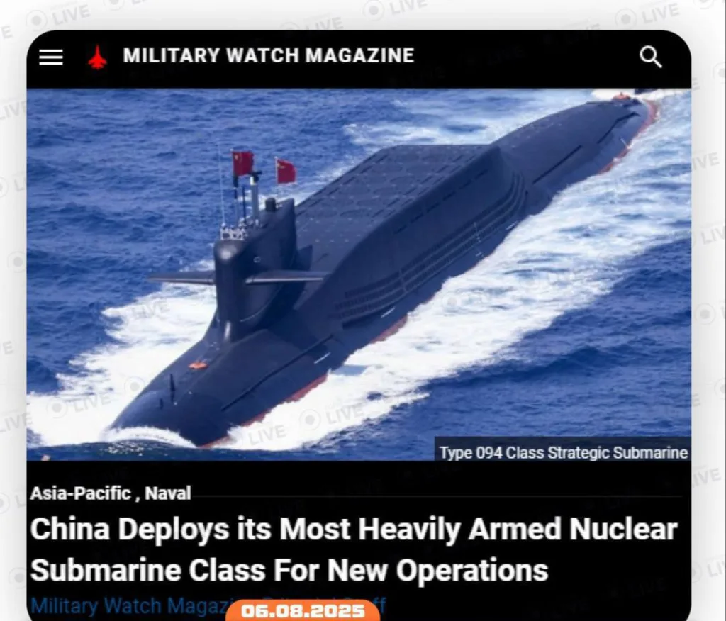 Китай впервые отправил в дальнее боевое патрулирование атомную подлодку Type 094 с ядерным оружием