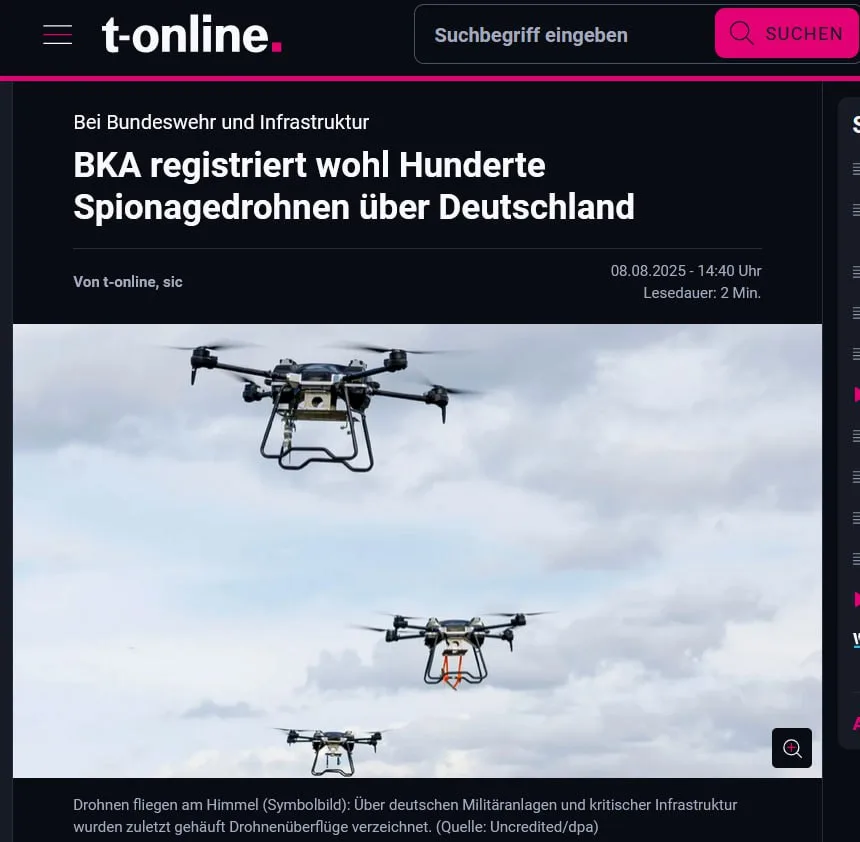 Более полутысячи шпионских дронов над Германией: секретный отчёт полиции