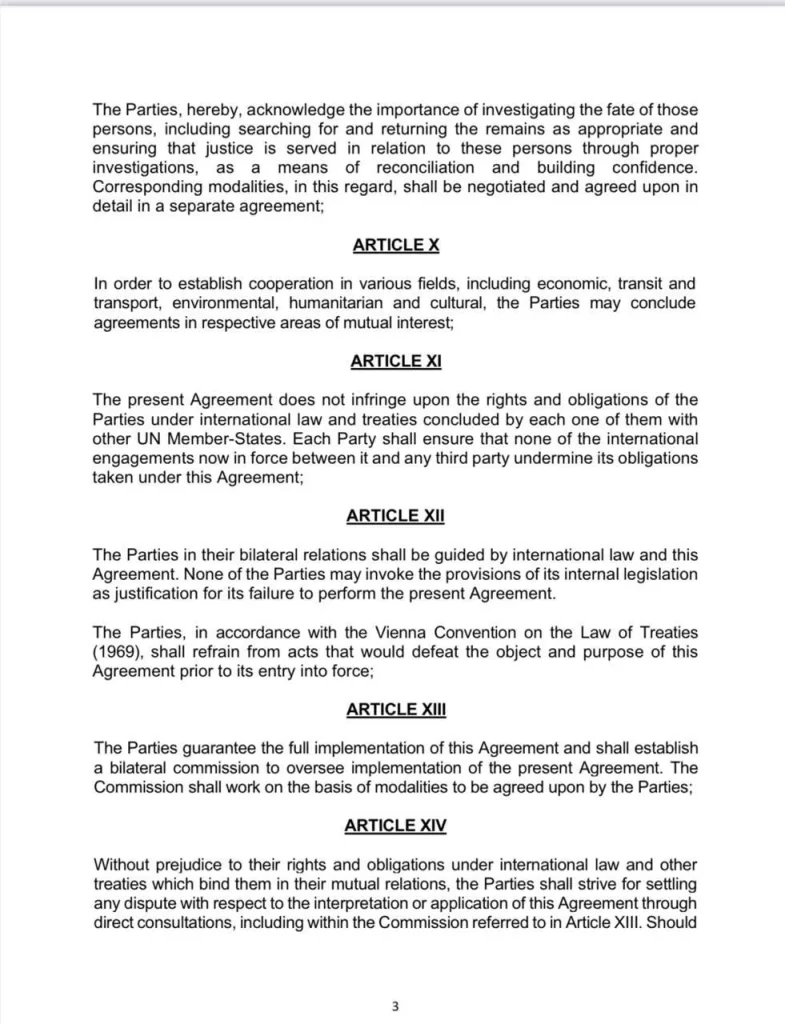 У Армении и Азербайджана больше нет территориальных претензий друг к другу — это следует из мирового соглашения между странами