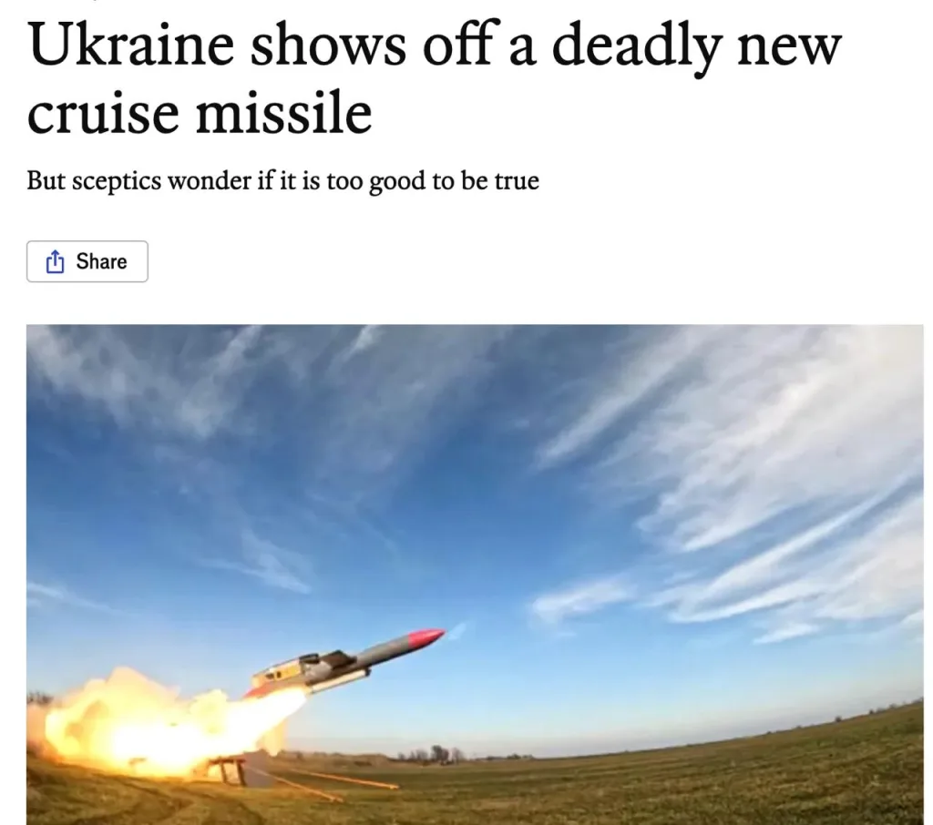 The Economist: украинская ракета «Фламинго» больше похожа на пиар, чем на оружие