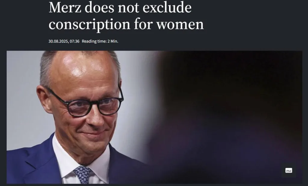 Мерц допустил военный призыв для мужчин и женщин