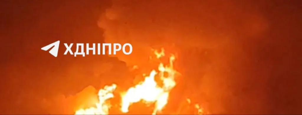 В Днепропетровске после налёта десятков дронов что-то сильно горит. Скорее всего склады